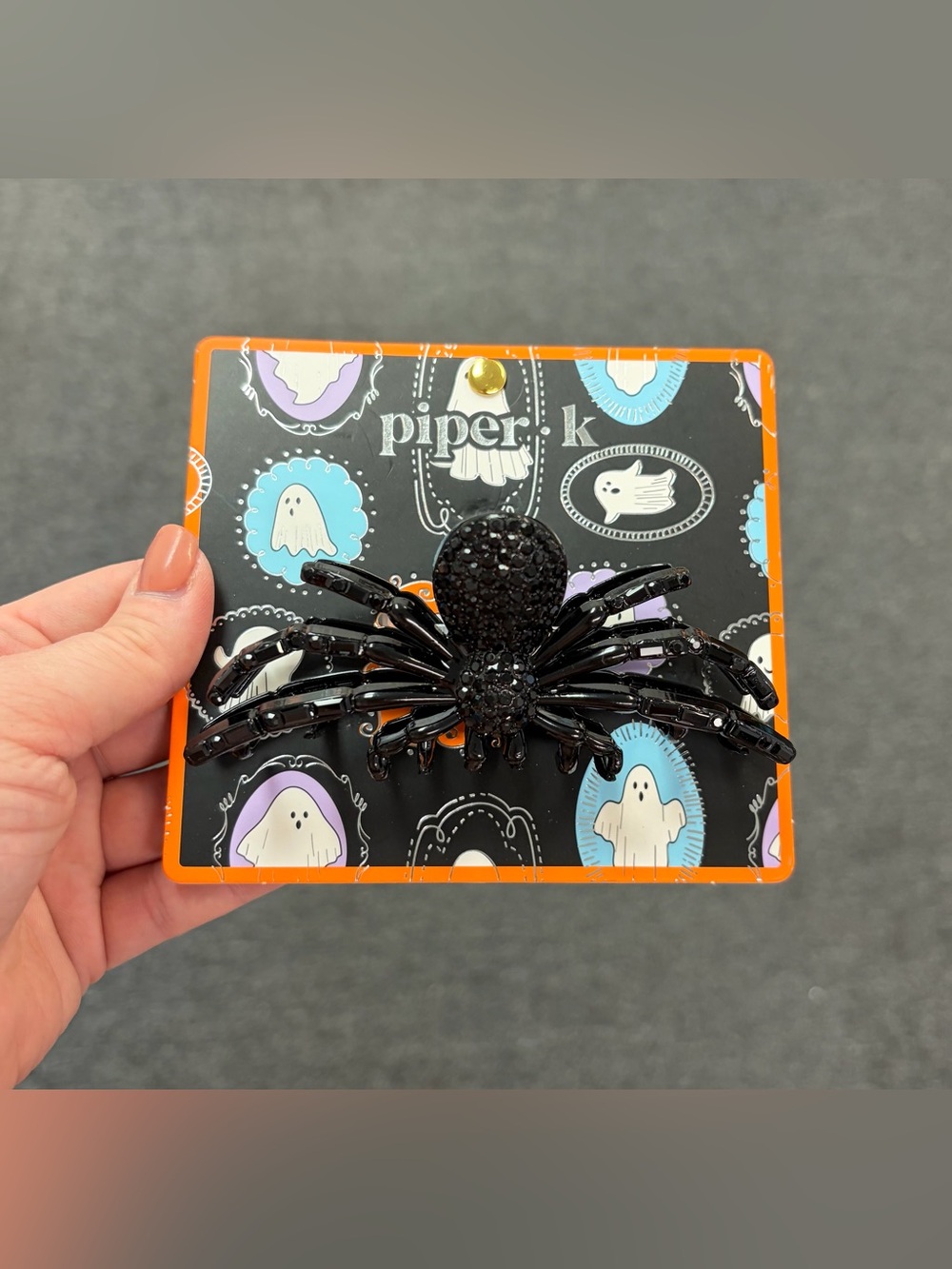 Piper K Black Spider Sparkle Hair Clip